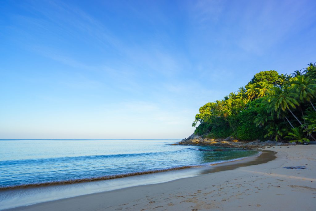 Surin beach in Phuket island at sunrise